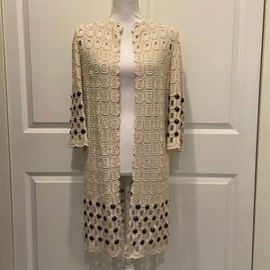 Fabbri Crochet Duster Jacket with Round Nailhead Embellishments